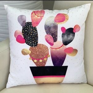 Textured Cactus On Pot Padding Pillow